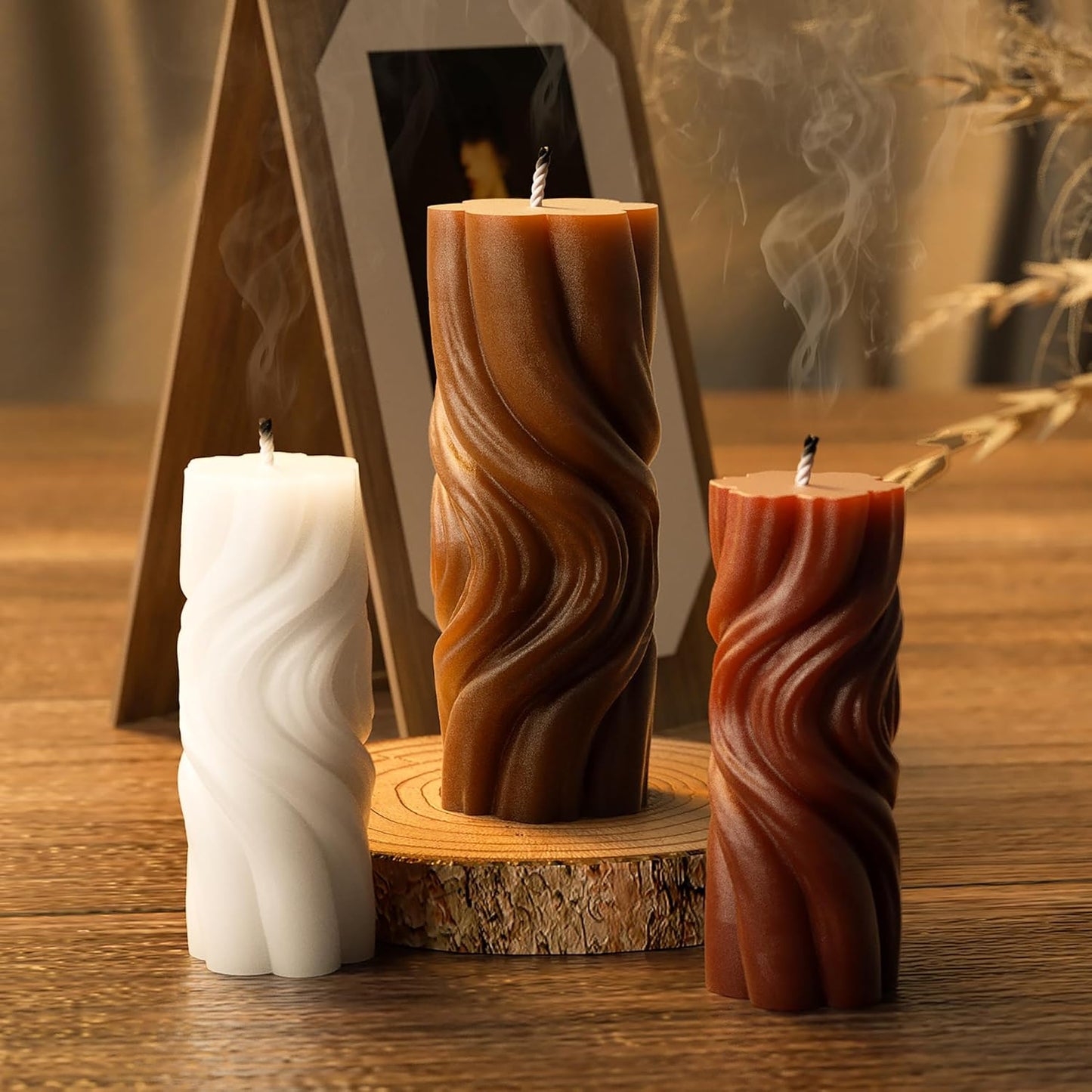 2 Pack Spiral Wave Resin Casting Molds - Silicone for 3D Animal Candle Making