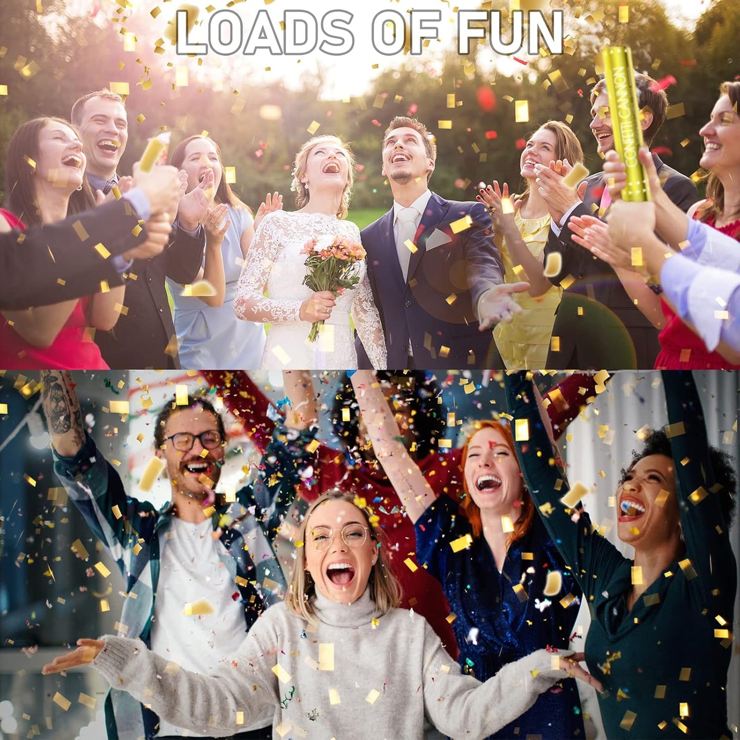 5 Packs Confetti Cannons Gold, 12 Inch Confetti Cannons Party Poppers, Gold Confetti Poppers for Graduation Wedding Birthday Parties and New Year's Eve Celebration