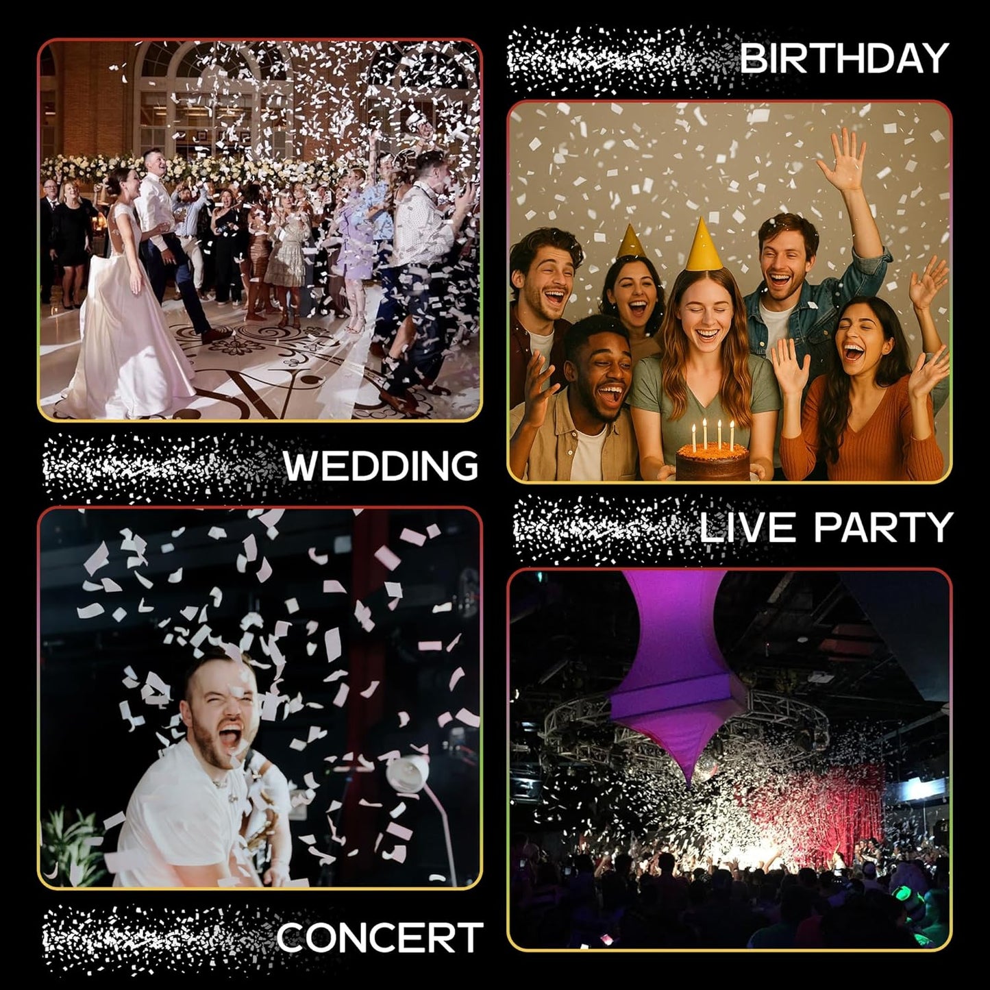 Ultimate Confetti, White Biodegradable Confetti - Rectangular Fluttering Tissue Paper Confetii for Cannon and Launcher use – Best for Mother’s Day, Wedding, Parties and Live Events - 1 lb, 16 oz