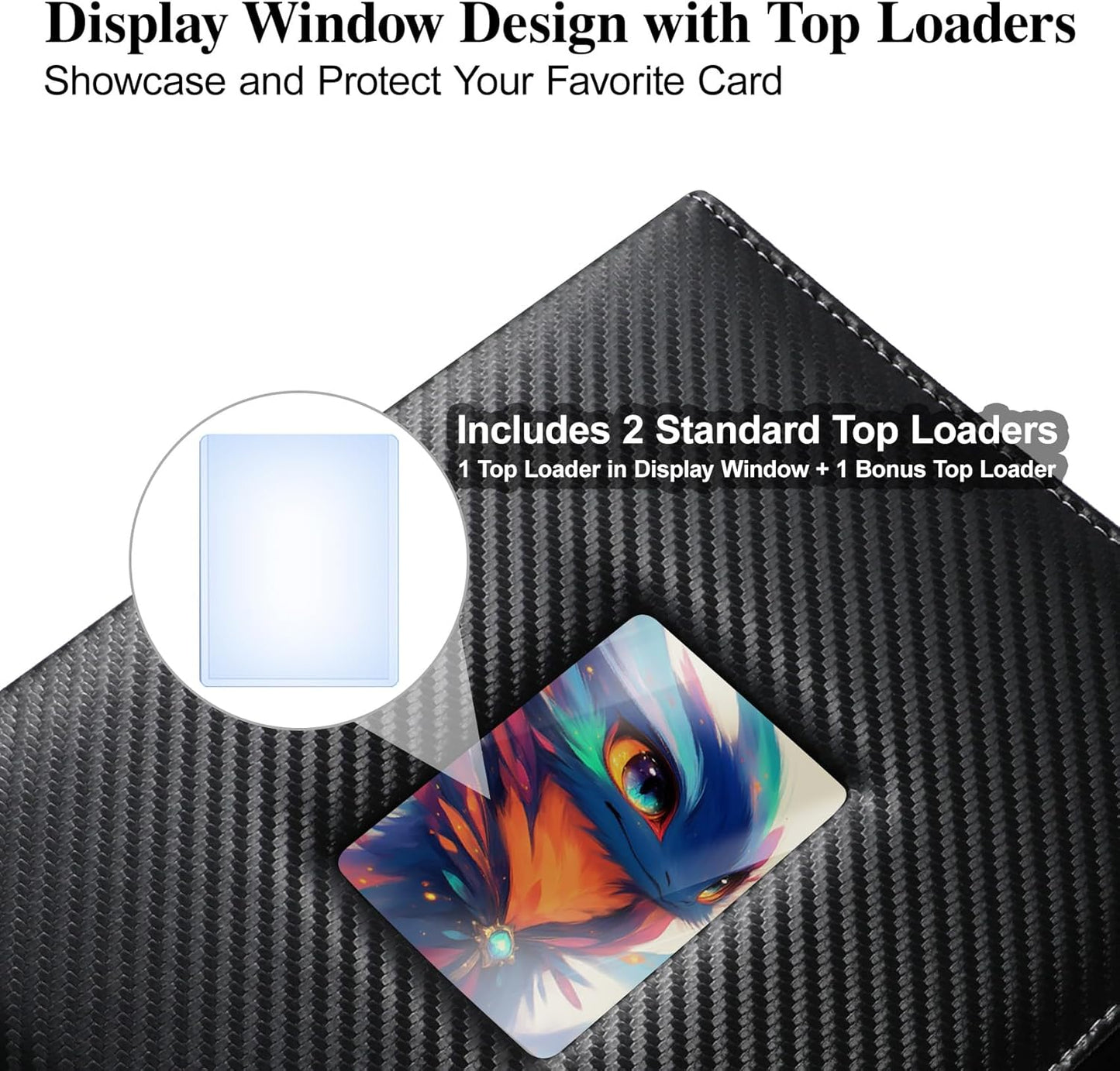 Trading Card Binder 9 Pocket with Display Window, 900 Cards Capacity Card Binder, Waterproof PU Leather Photocard Baseball Card Binder for MTG, TCG, Sports Cards, Black w/Clear Display Window