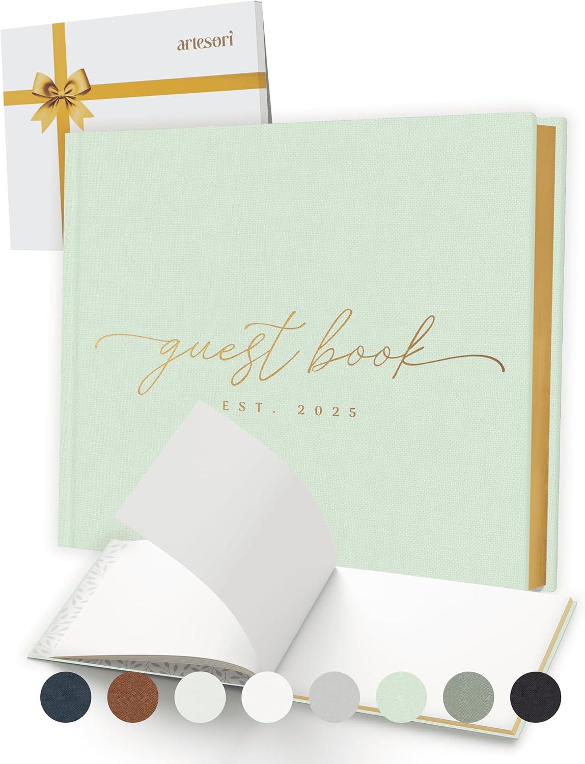 Personalized 2025 Wedding Guest Book for Reception — Guestbook to Sign In, Elegant Baby Shower Guest Book for Party & Birthday — Photo & Polaroid Guest Book for Wedding & Bridal Shower (Mint)