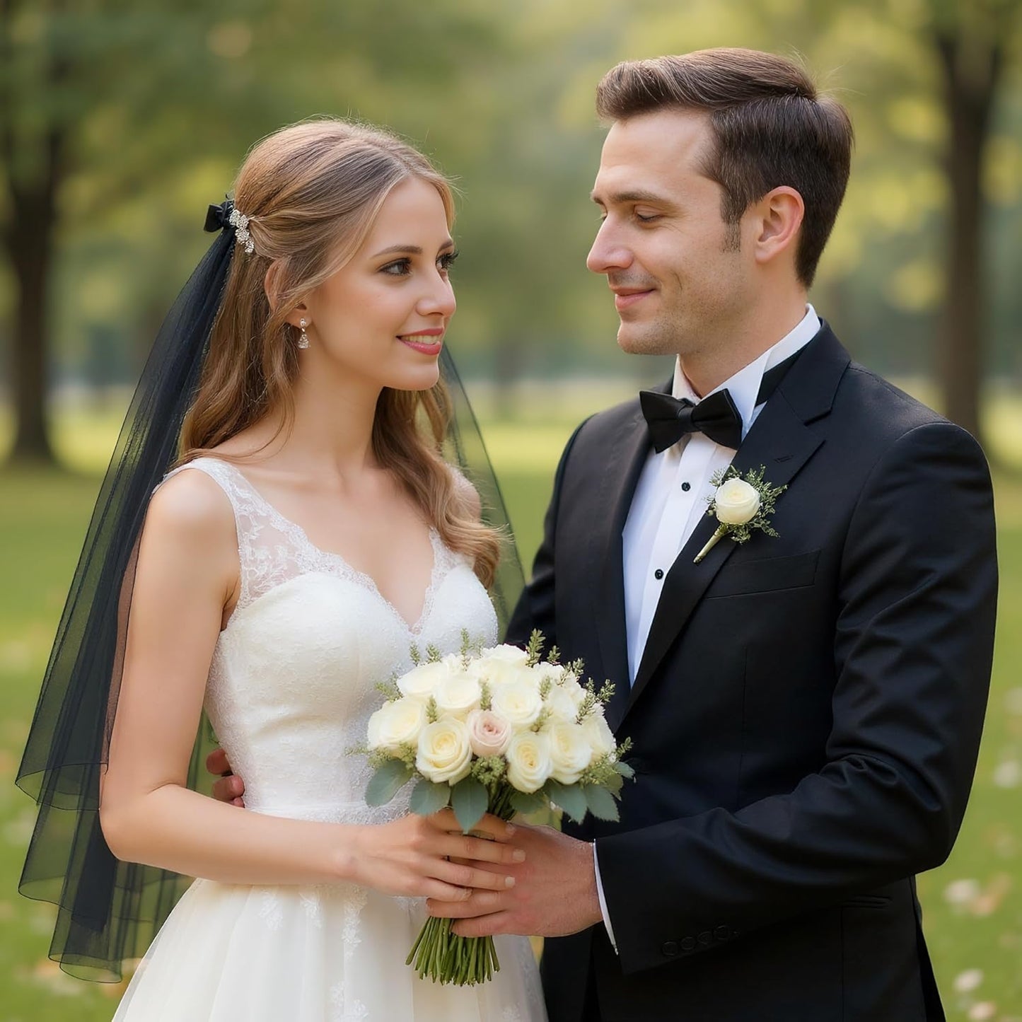 Ayliss Women Mesh Veils Black Bridal Birdcage Short Wedding Face Veil with Clip Tulle Gothic Bride Halloween Costume