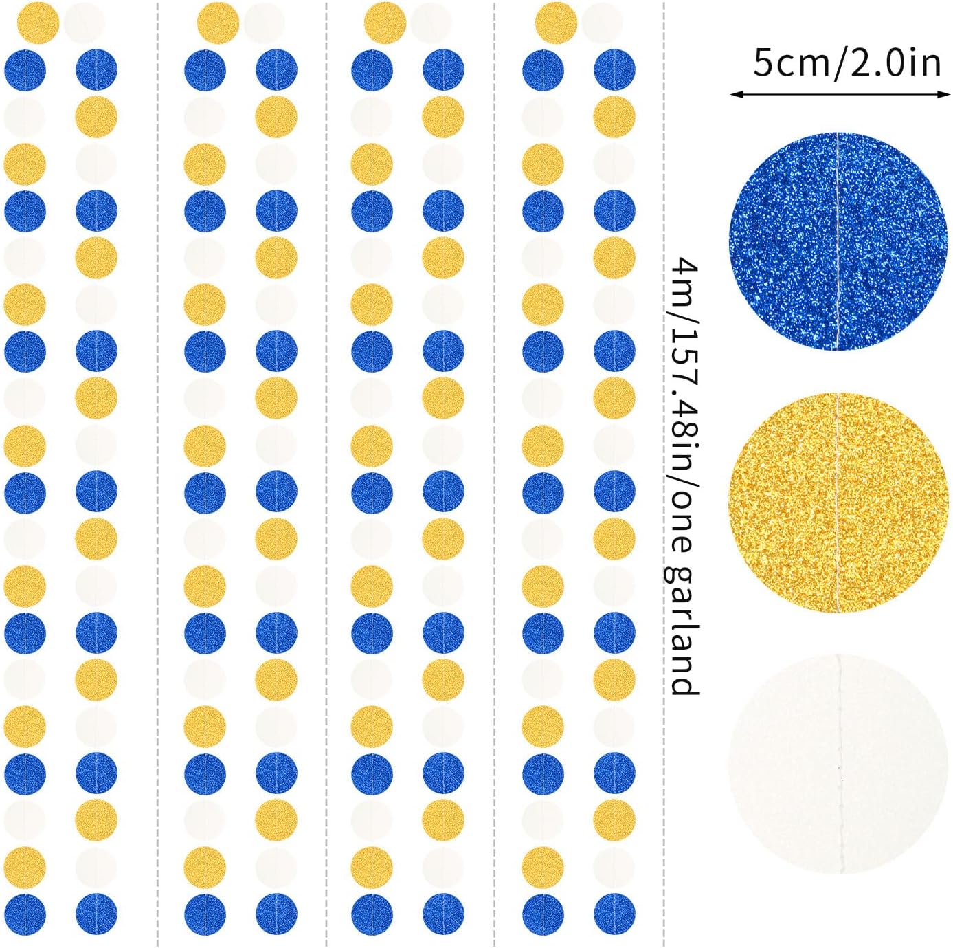 Navy-Blue White-Gold Birthday Party-Decorations Streamers - 52FT Graduation Hanging Paper Garland Banner,Baby Bridal Shower Wedding Engagement Bachelorette Supplies Backdrop Decor Hugtmr