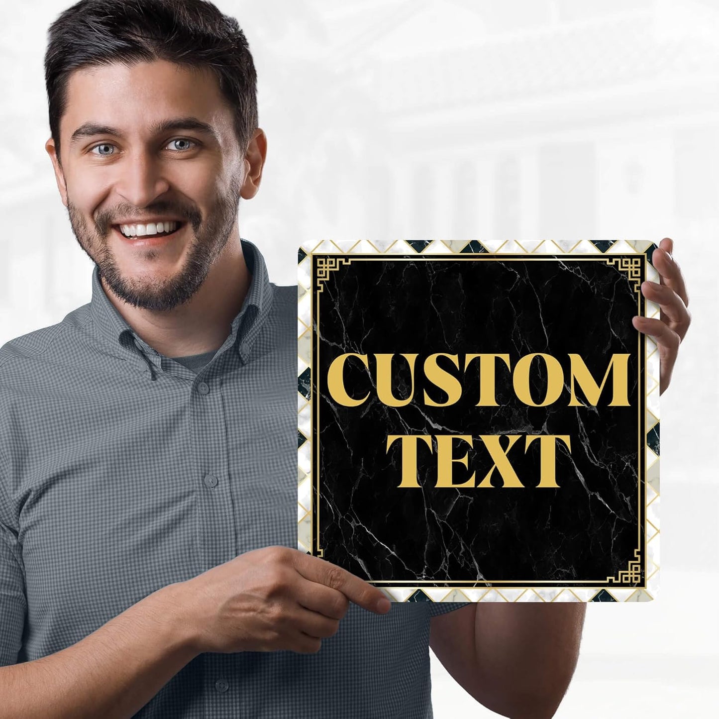 Custom Sign, Custom Street Sign, 11 Font Colors, 13 Font Styles, 4 Hole Options, 22 Sizes, 12x12 Inches, Rust Free DiBound, Fade Resistant, Made in USA by My Sign Center (Marble Tile)