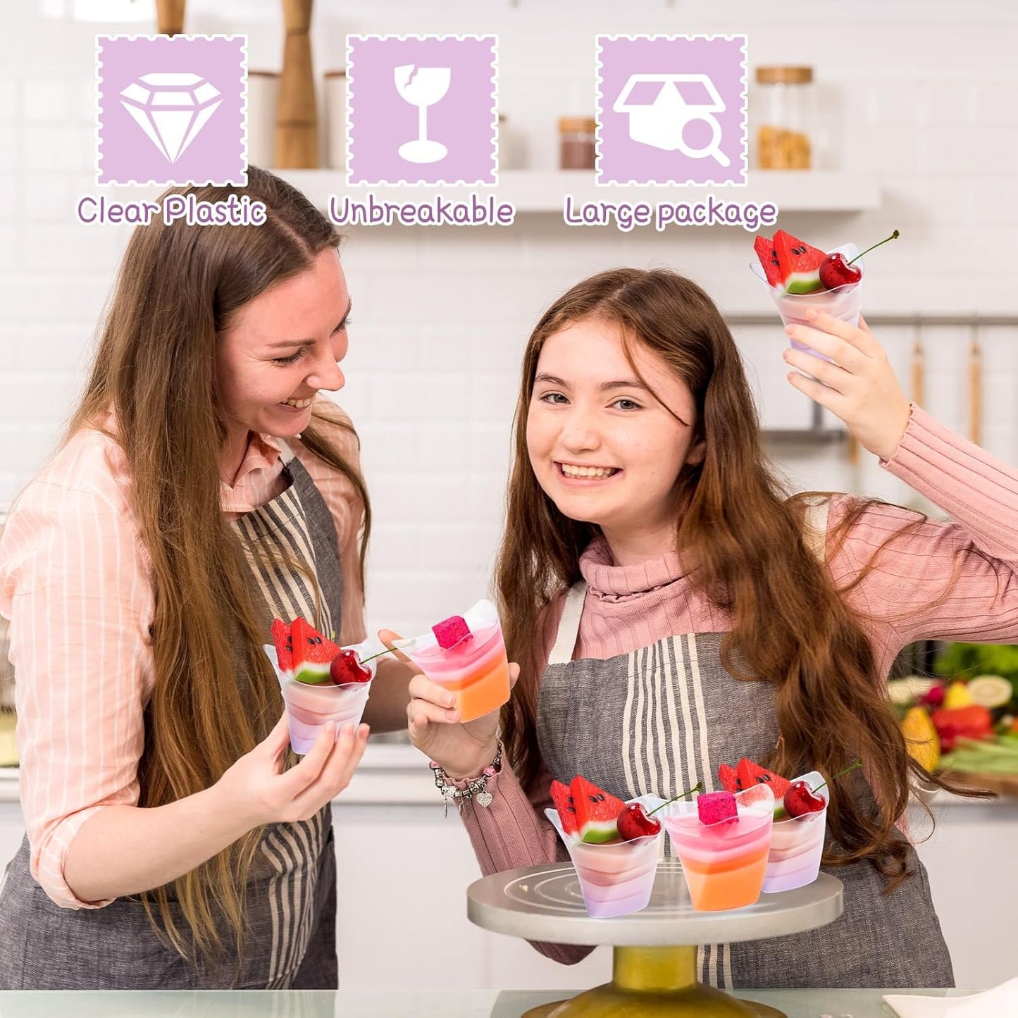 Honeydak 150 Pcs Plastic Dessert Cups without Lids 4.5 oz with Spoons Mini Clear Disposable Trifle Mousse Dessert Cups Triangular Parfait Appetizers Tumbler Pudding Fruit Serve for Party