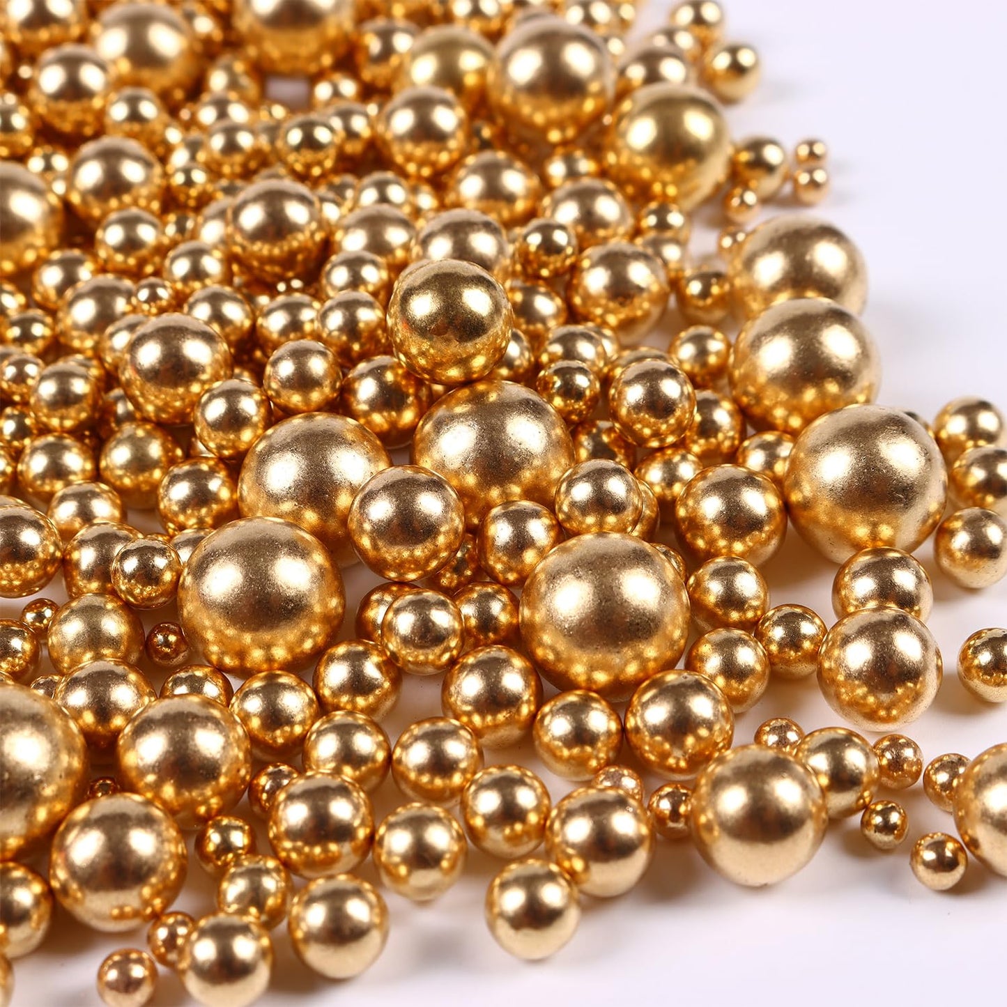 Pearl Sprinkles, Gold Pearls for Cake Decorating, Cake Pearls, Metallic Pearl Sprinkles Mix for Cake, Cupcakes, Macaron, Ice Cream, and Cookies. (120g/4.23oz)