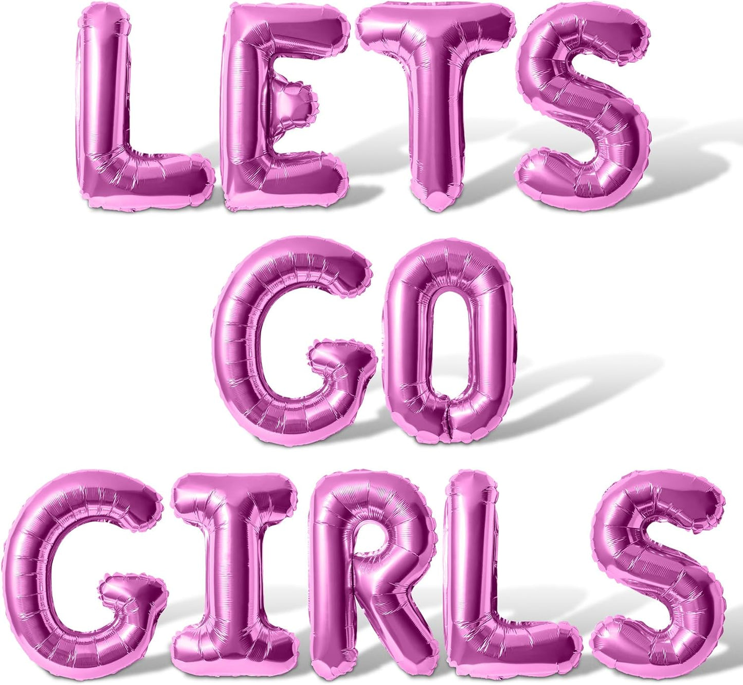 Letter Balloons - LETS GO GIRLS 16" Inch Alphabet Letters Foil Mylar Balloon Bachelorette or Hen Party Banner (Pink)