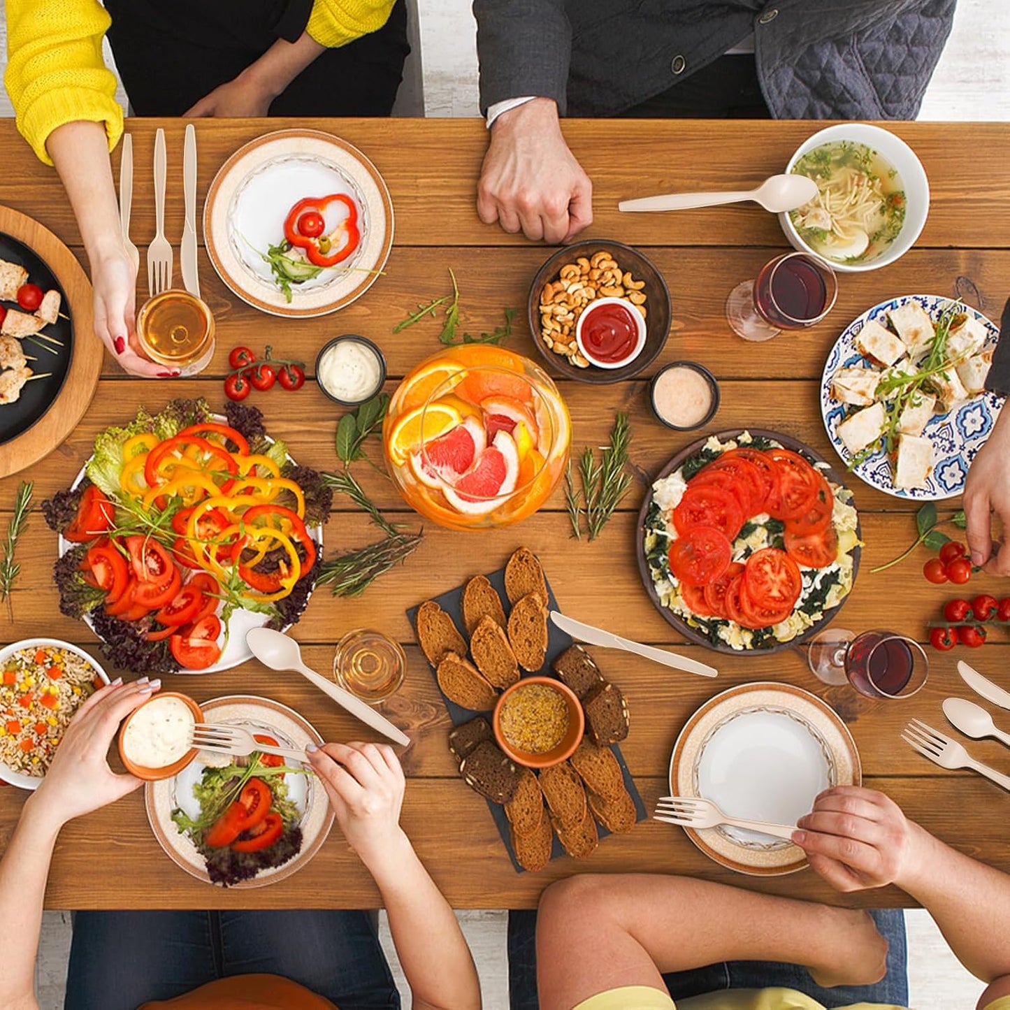 100% Compostable Spoons 125 Count,Disposable Spoons No Plastic Biodegradable Soup Spoons Heavy Duty Silverware, BPA-Free Cutlery Flatware Utensils Ecofriendly,Light Brown