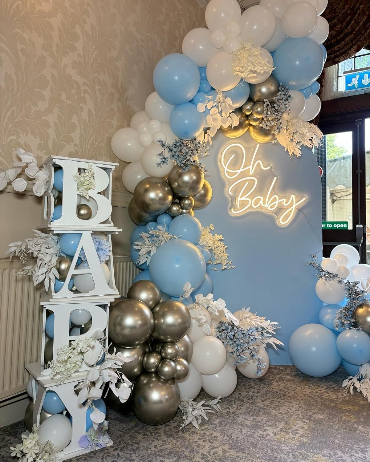 Paready Blue Balloons Set, 50 Blue & Gold Balloons, 12 Inch Metallic Blue & Gold Confetti for Boys Birthday, Boho Wedding & Graduation