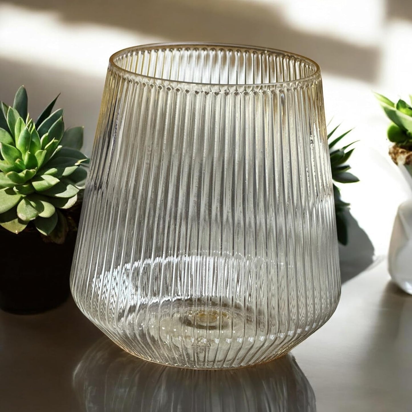 40 count Origami Ripple Unbreakable Stemless Plastic Wine Champagne Whiskey Glasses Elegant Durable Disposable Indoor Outdoor Ideal for Home, Bars, Wedding, Ribbed 12 Ounce Cups (Color Collection)