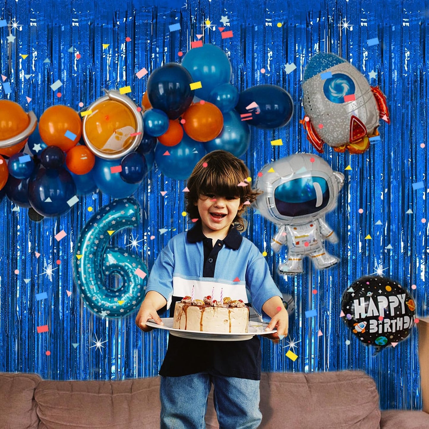 Tinsel Curtain Party Backdrop Blue Birthday Decorations 10 Packs Glitter Foil Fringe Curtain Party Decor Streamers Photo Booth for Birthday Christmas Wedding Halloween Graduation Decorations