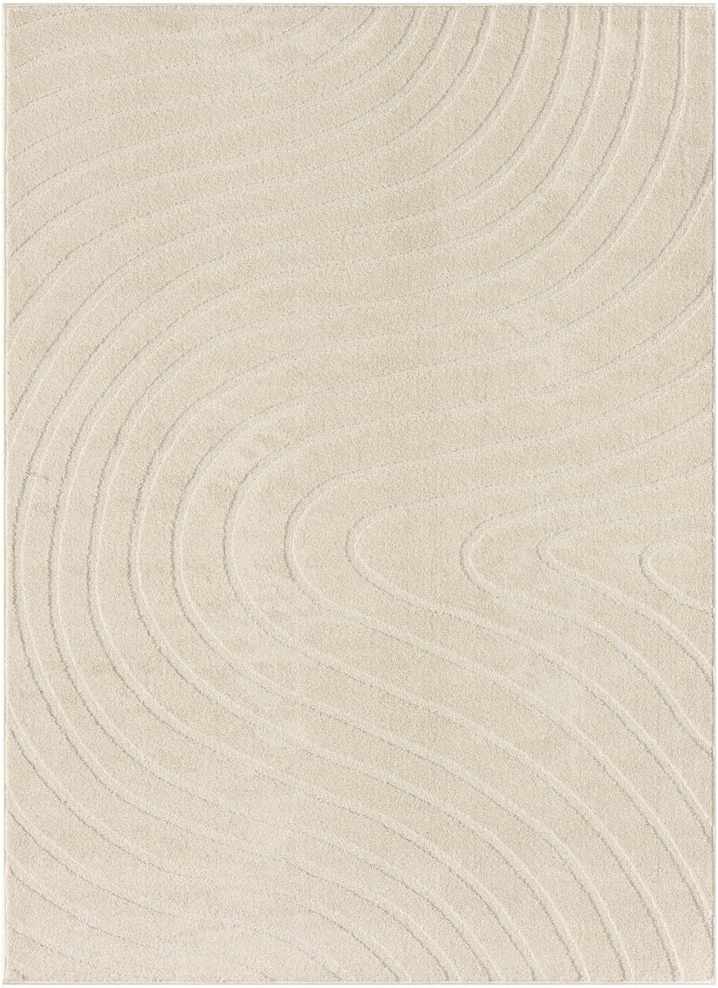 LUXE WEAVERS Modern Geometric Wave Cream 2x3 Area Rug