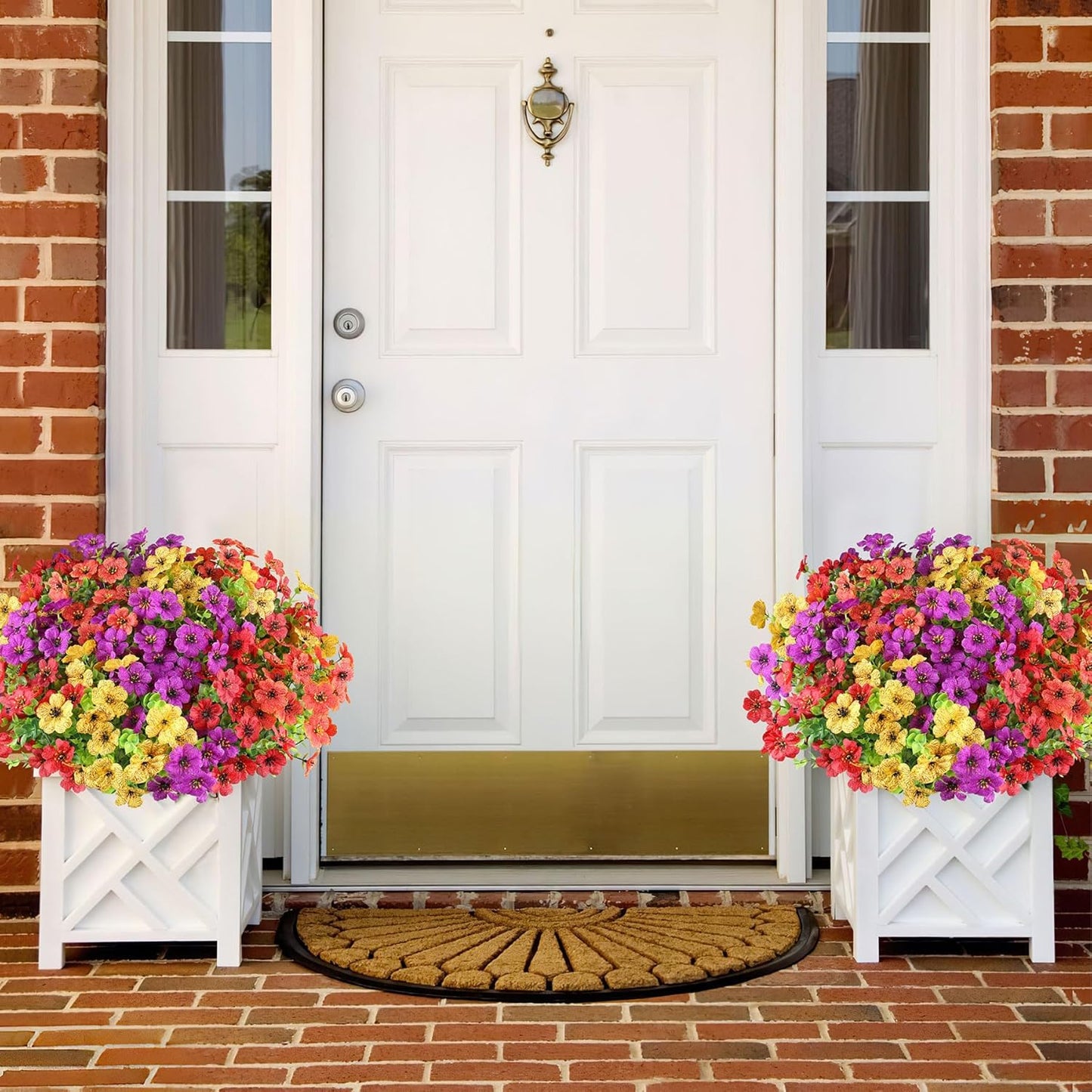 AmyHomie 16 Bundles Artificial Flowers for Outdoor Outside Spring Summer Decoration UV Resistant Faux Flowers No Fade Fake Plastic Plants Garden Porch Window Box Decorating