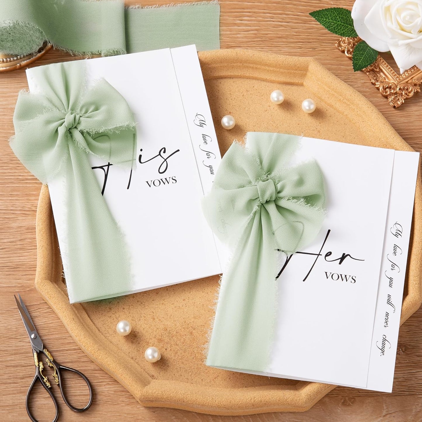 DORIS HOME Sage Green Chiffon Ribbon for Flower Bouquet, 2" x21Yd Fabric Ribbon for Gift Wrapping, Handmade Frayed Ribbon for Wedding/Christmas Decorations