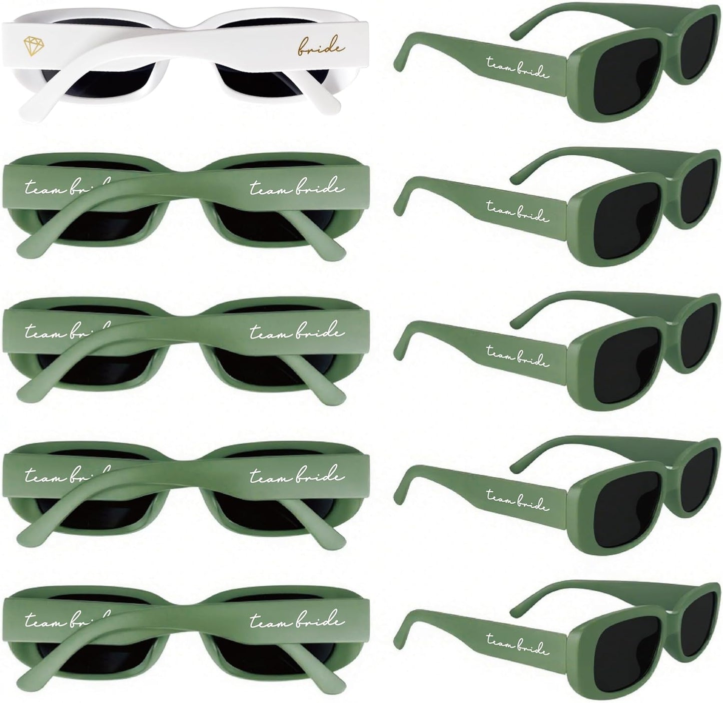 Bride's Babes Bachelorette Sunglasses, Bridesmaid Sunglasses,10 Pack Rectangle Team Bride glasses for Bachelorette Party