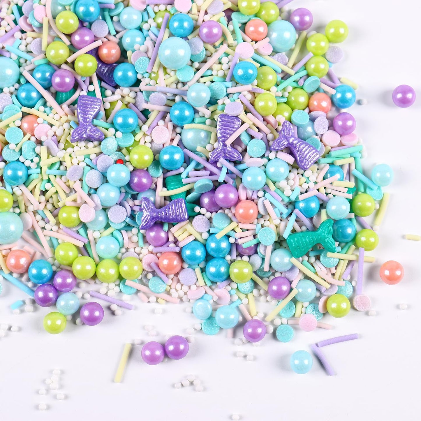 Edible Mermaid Sprinkles for Cake Decorating, Mermaid Cupcake Decorations, Pearl Sprinkles, Jimmy for Cupcakes, Cookies, Chocolate, Candy, and Ice Cream Topping(120g/4.23oz)