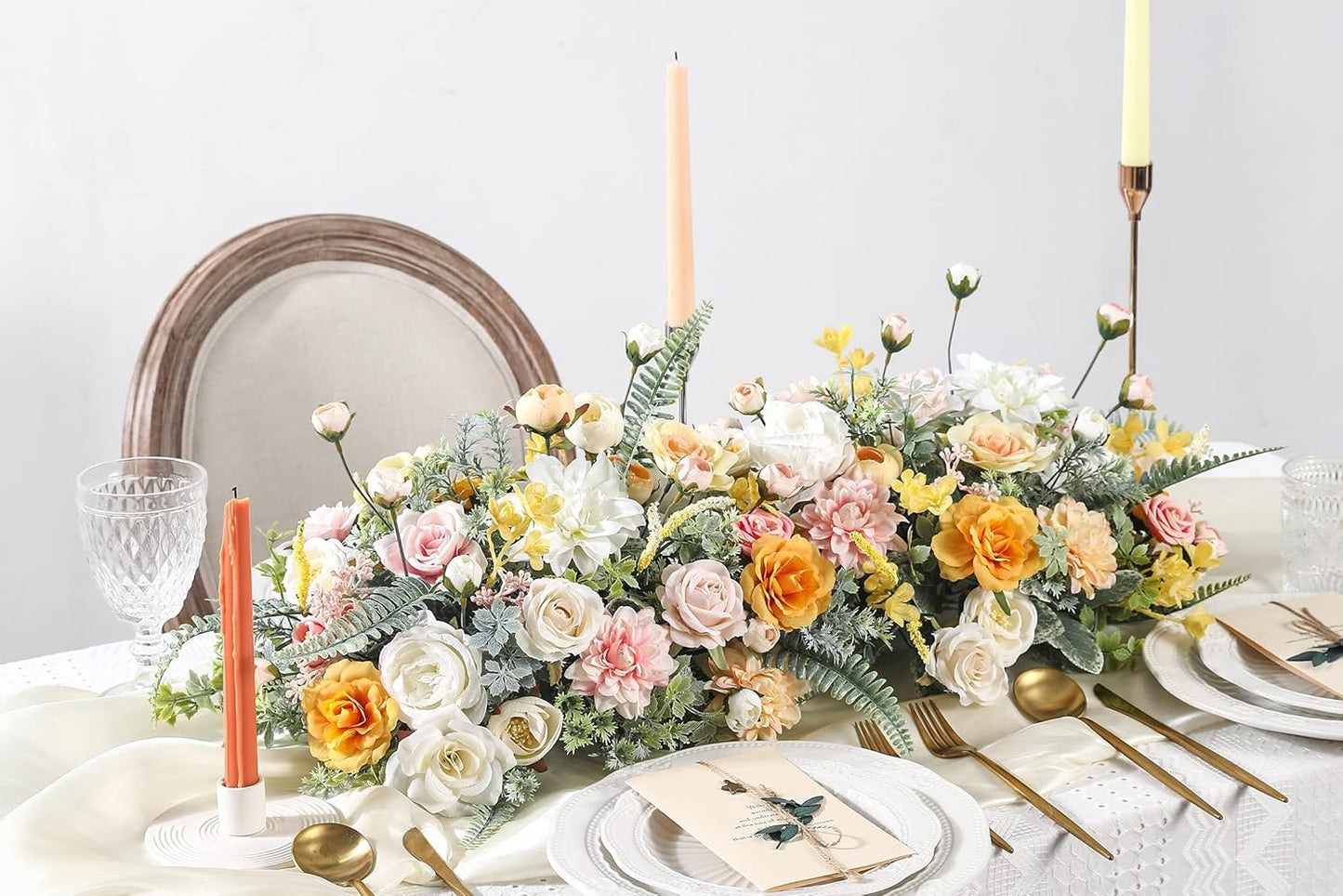 Serra Flora Artificial Wedding Flowers Bouquets Centerpieces Faux Flowers Combo for Fake Flowers with Leaves DIY Floral Arrangements Bridal Baby Shower Home Decor