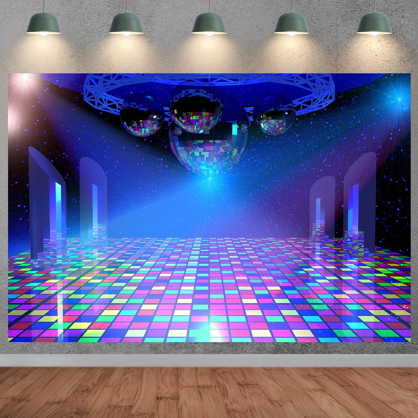 Disco Backdrop 10x8FT 70s 80s 90s Party Lights Stage Background Banner Decorations Photo Shoot Props