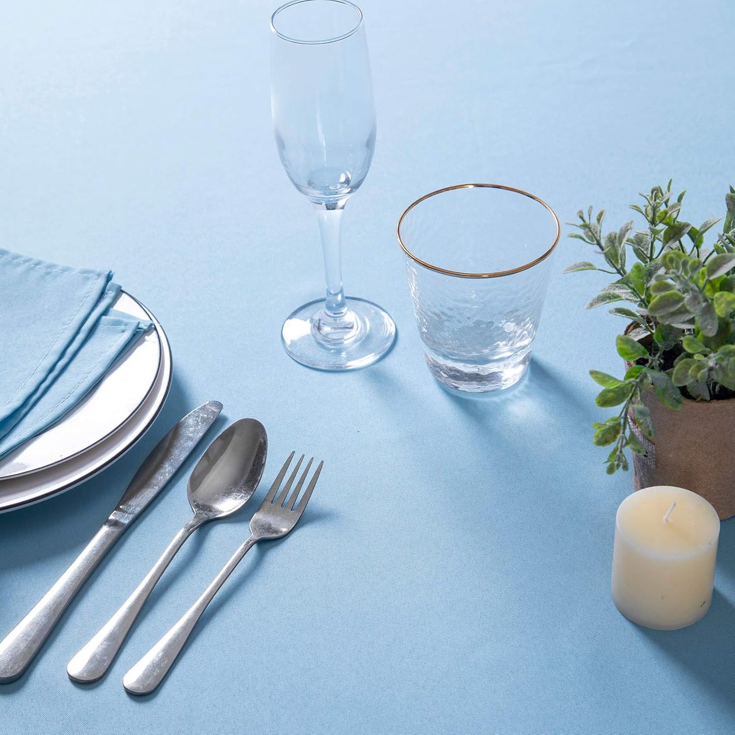 132 inch Round Tablecloth Washable Polyester Table Cloth Decorative Table Cover for Wedding Party Dining Banquet（132 inch,Blue Mist）