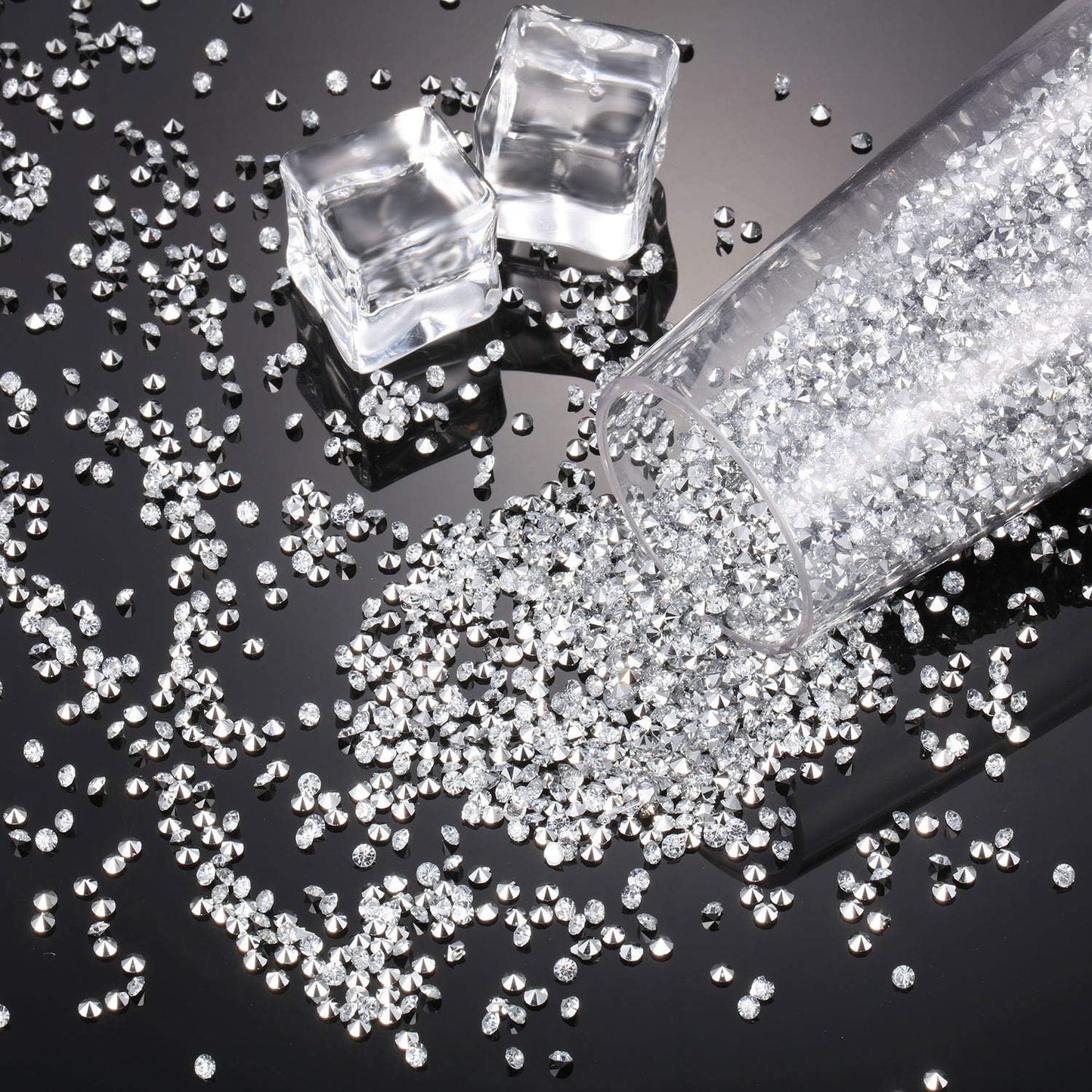 10000 Clear Wedding Table Scatter Confetti Crystals Acrylic Diamonds Rhinestones for Table Centerpiece Decorations Wedding Decorations Bridal Shower Decorations Vase Beads (Silver, 3 mm)