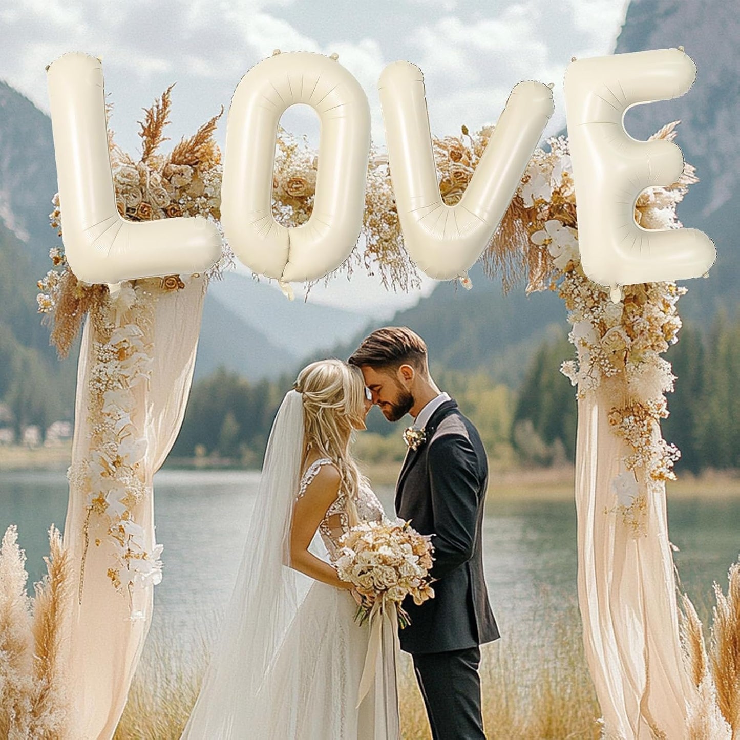 40 Inch Letter Balloons K, Big Custom A-Z Alphabet Foil Name Balloon Cream White, Self Inflating Beige Customize Helium Balloon Letters K for Women Girls Birthday Bride Baby Shower Party Decorations