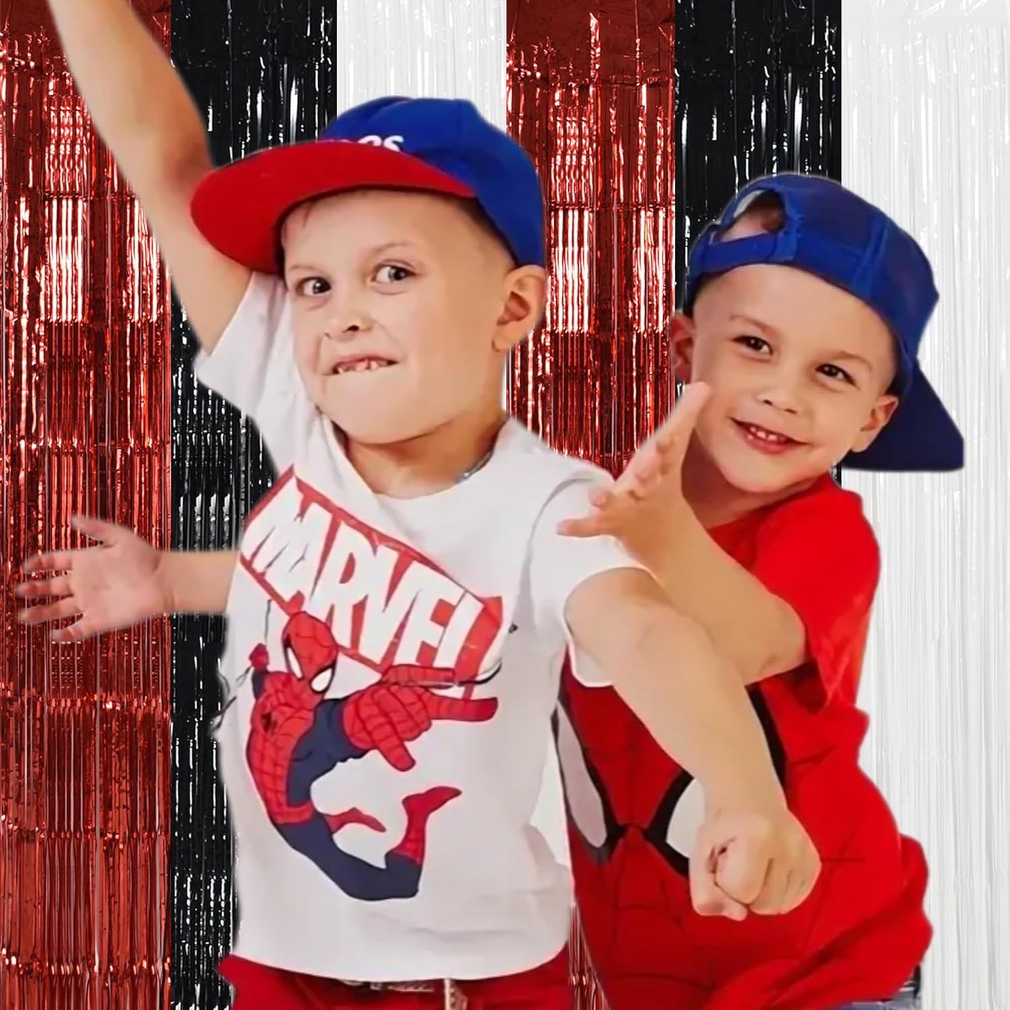 TONIFUL Black Red White Door Streamers,Black Red and White Photo Booth Backdrop Metallic Streamers Foil Fringe Curtain for Birthday,New Year,Graduation,Grad,Baby Shower Party Streamers Decoration