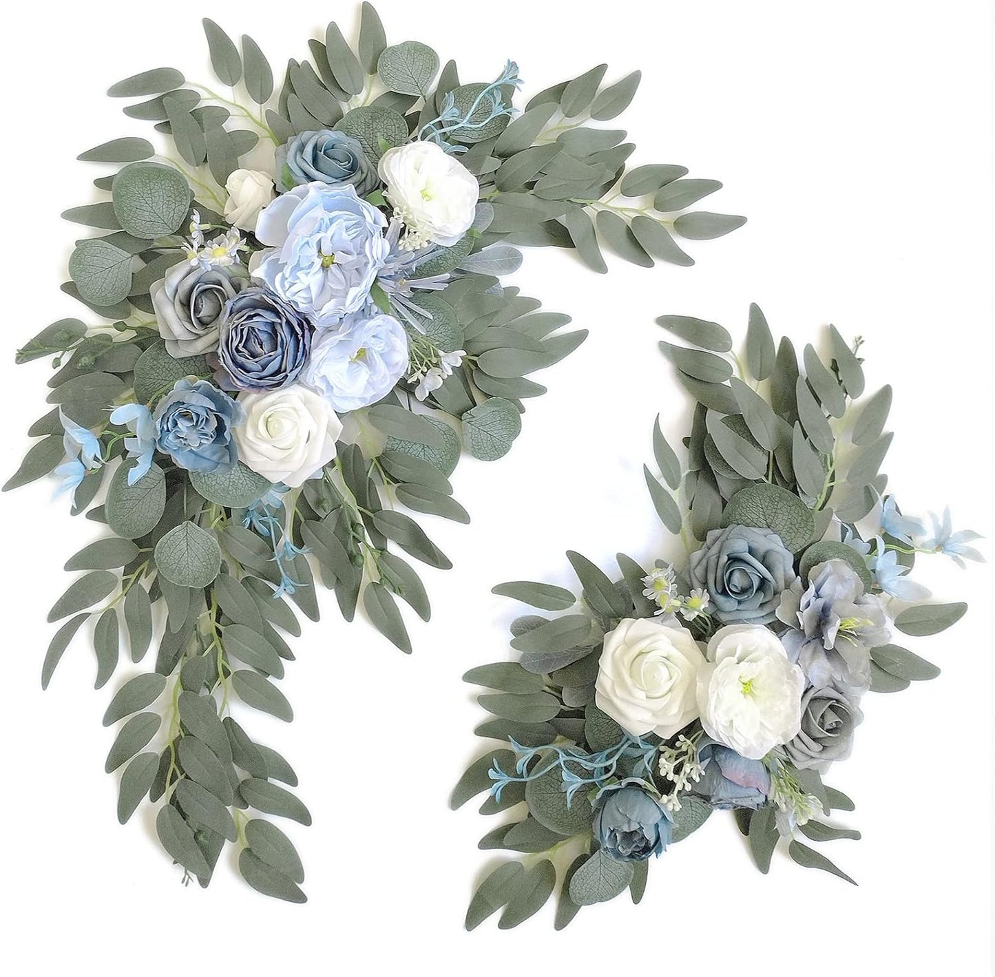 Faux Flower Swag Set of 2 for Wedding Welcome Signs Floral Swag Wedding Reception Ceremony Signs Decor (Blue)