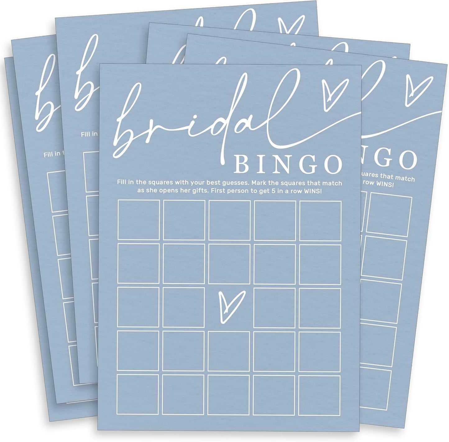 Fun Bridal Shower Bingo Games Set with Blank Squares to Wedding Guest Book idea Bride’s Gifts, Fun Wedding Shower Games Activity for 25 Guests Minimalist White Newlywed Party Supplies - B14