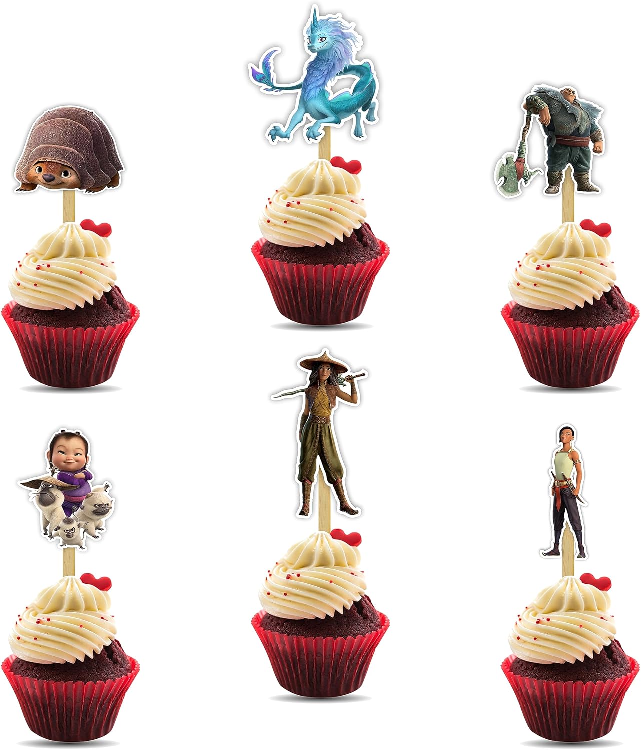 "Raya and the Last Dragn Cupcake Topper – Princess and Fantasy-Themed Party Decoration – Colorful Cupcake Picks Featuring and Friends for Birthday Parties and Themed Celebrations"