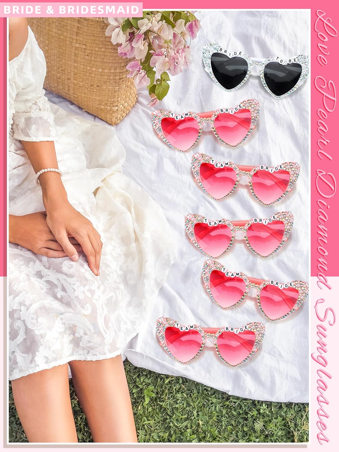 6 Pcs Bride Sunglasses Bachelorette Sunglasses Party Favors for Bridesmaids for Wedding Party Bride to Be Gifts
