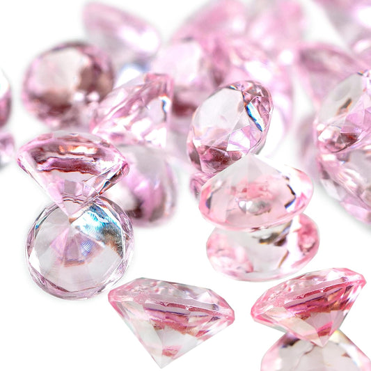 HappyFiller 250 PCS Pink Acrylic Crystals Gems 20 mm Fake Diamonds Party Favors Confetti Wedding Reception Decorations Table Scatter Poppers,Arts Crafts,Vase Fillers,Diving Pool Treasure Jewels