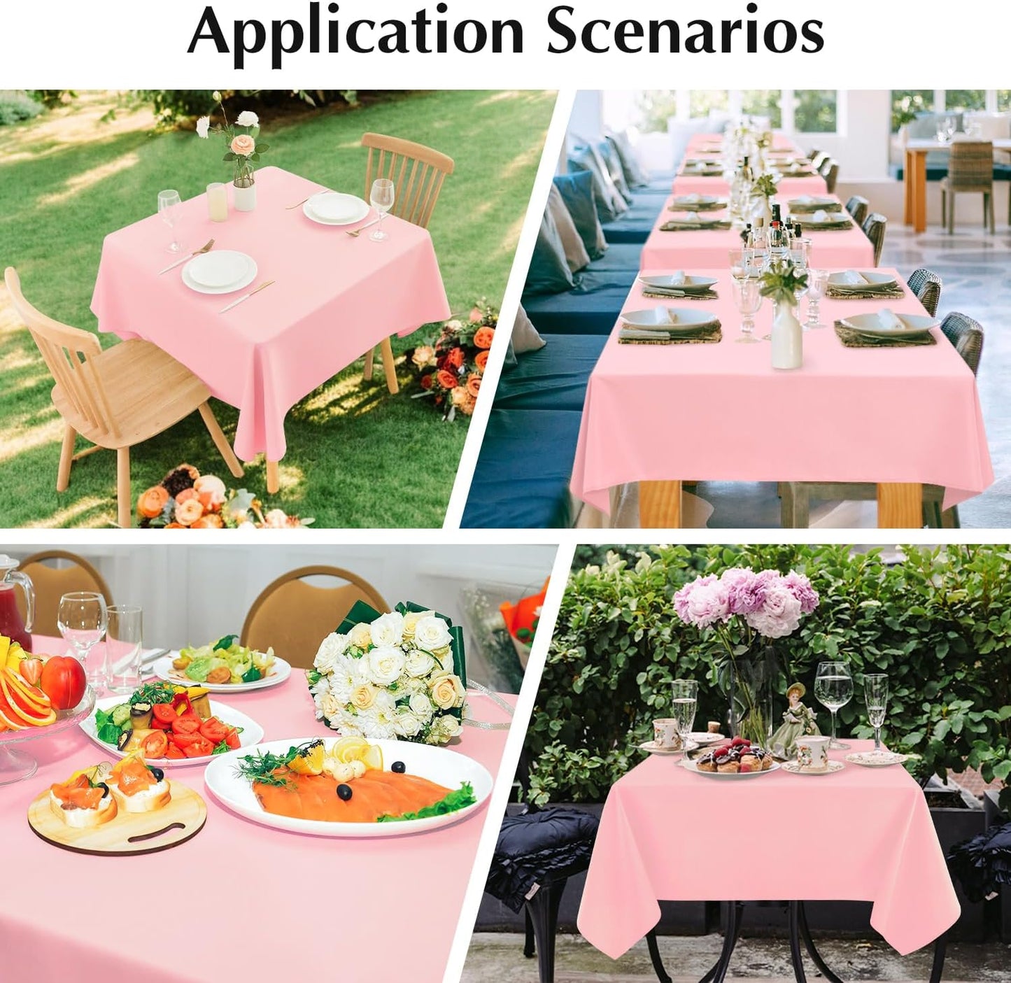 2 Pack Square Table Cloth 52X52 Inch Pink Tablecloth Washable Polyester Solid Dining Table Cover for Birthday Party Dinner Holiday Outdoor Indoor