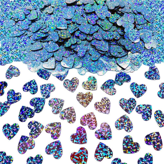 Confetti Heart Metallic Confetti Party Table Decoration Sprinkles DIY for Valentine's Day Wedding Birthday Engagement Bachelorette Theme Party Celebrations Favor Supplies(Heart Silver)