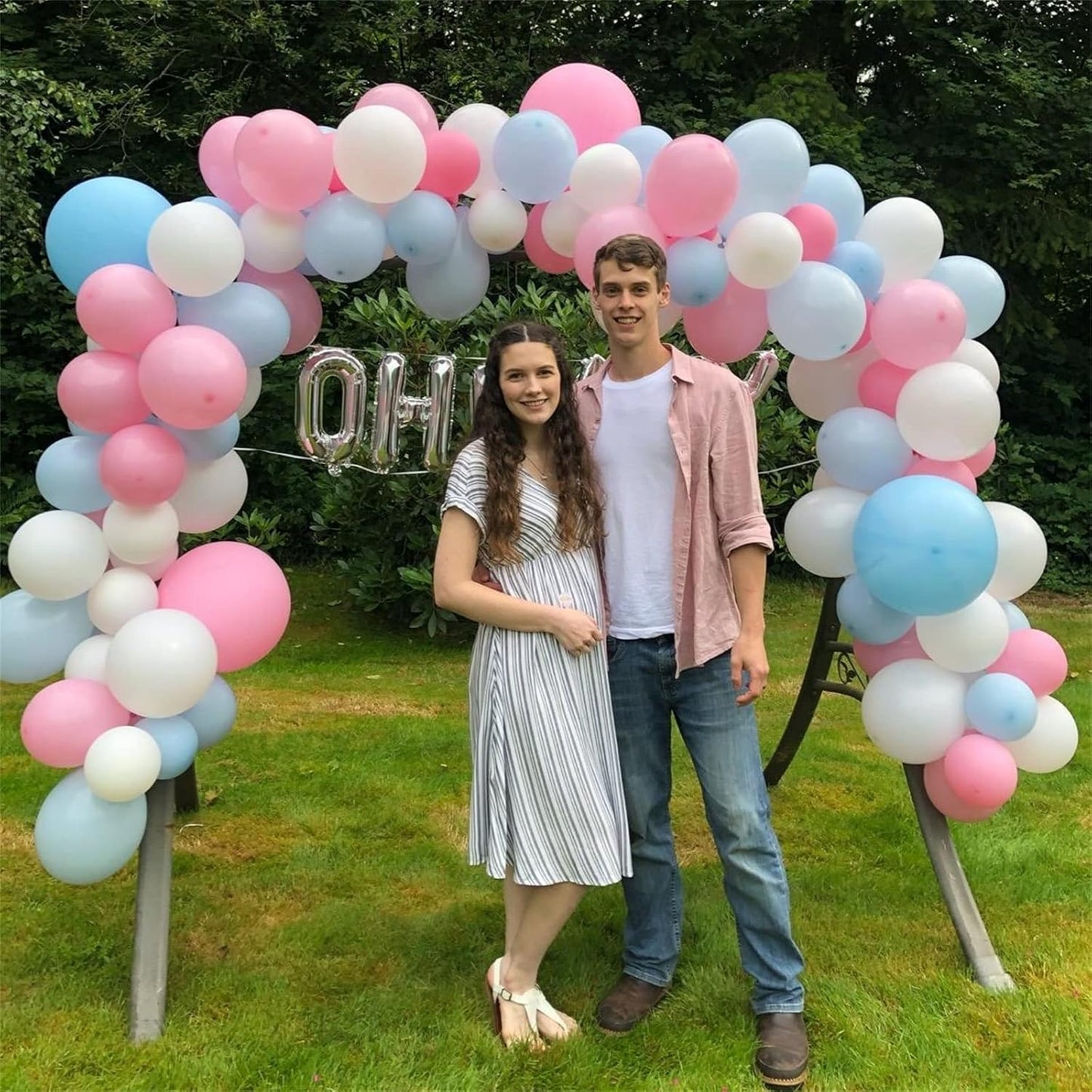 Pink Blue White balloons, 30 Pieces Pastel Pink White Blue Latex Balloons, 12 Inch Baby Pink Blue Party Balloons Set Gender Reveal Party Decorations for Boy or Girl Party Baby Shower Birthday Party