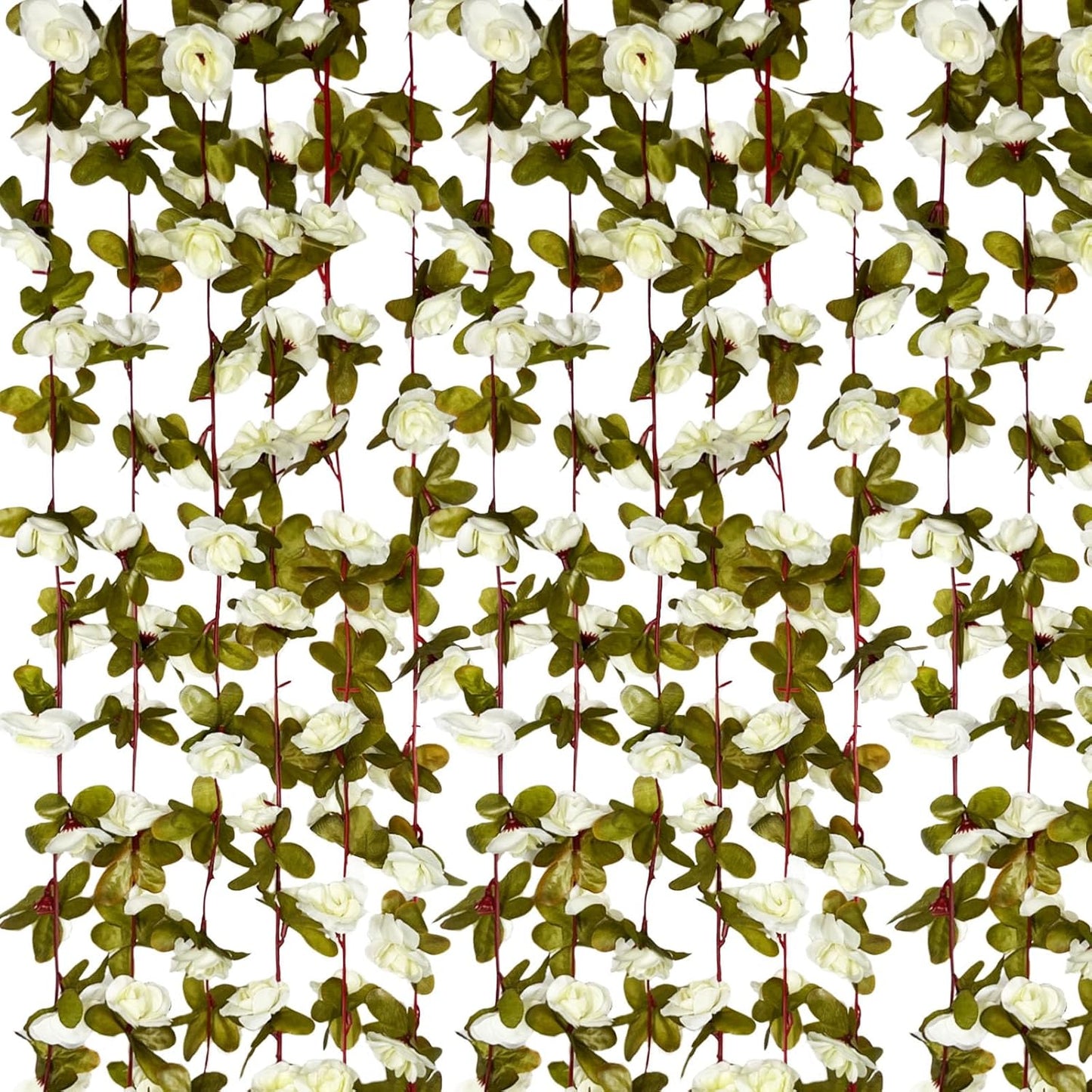 8Pcs 63Ft Cream Rose Garland, Fake Rose Hanging Flowers, Artificial Flower Vine, Hanging Floral Vine Garland for Wedding, Birthday Party, Wall Arch, Halloween, Christmas Garden Backdrop Decor