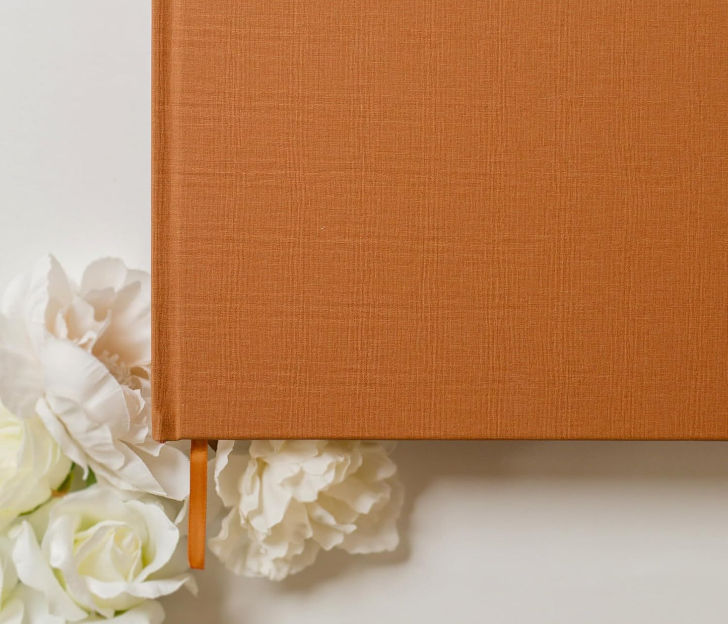 MUUJEE Personalized Guestbook in Terracotta - Premium Custom Modern Guest Book for Wedding Reception, Birthday Party or Events w/Bookmark Blank Pages for Signing 11.5 x 8.5 inches