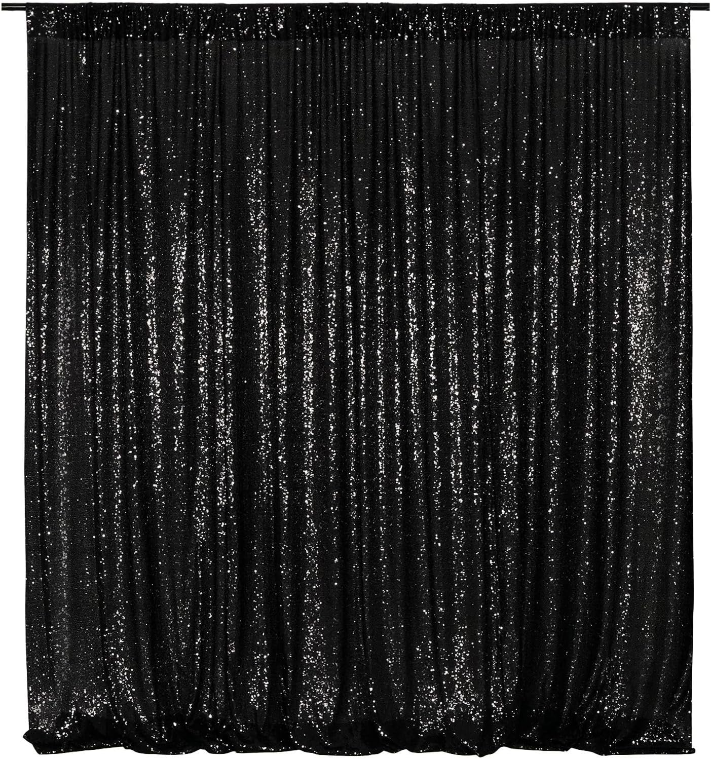 Poise3EHome Black Sequin Backdrop, 20Ft x 10Ft Glitter Photography Background Curtains for Halloween Party Wedding Birthday Christmas Thanksgiving Decoration