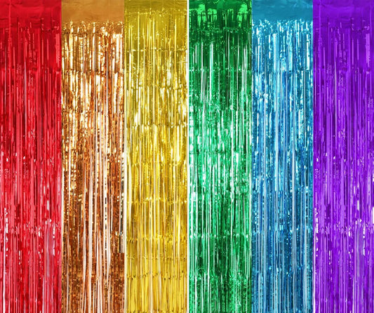 TONIFUL 2Pcs Rainbow Door Streamers,Party Photo Booth Backdrop Metallic Streamers Rainbow Foil Fringe Curtains for Halloween Birthday,New Year,Bachelorette,Graduation Party Streamers Decoration