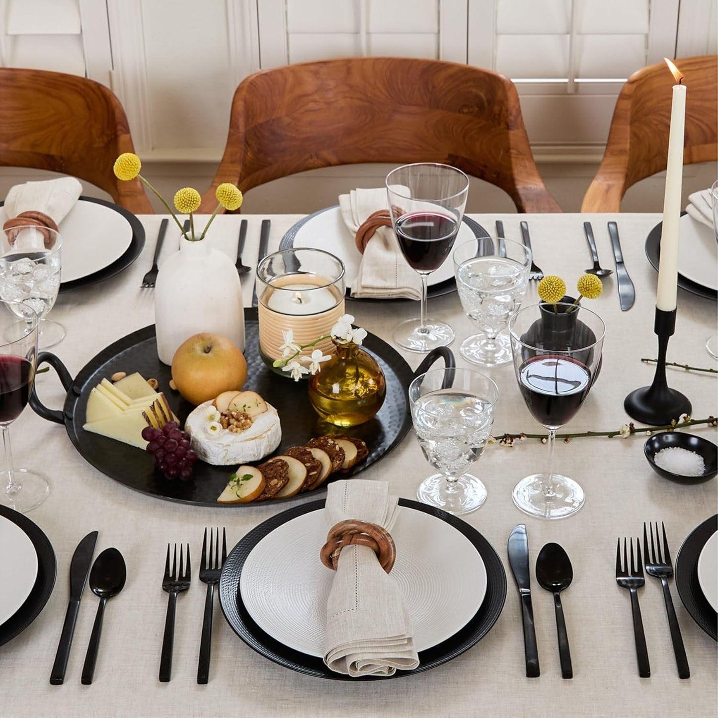 Solino Home Light Natural Linen Tablecloth 52 x 52 Inch - 100% Pure Linen Square Table Throw - Classic Hemstitch, Machine Washable Table Cloth for Fall, Autumn, Thanksgiving, Christmas, Holiday