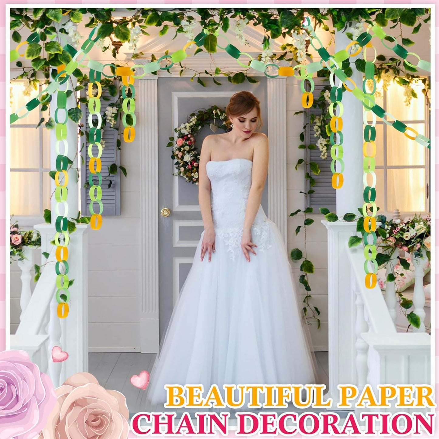 Lincia 600 Sheet Halloween Paper Chain Garland, Construction DIY Crafts Chain Strip for Fall Thanksgiving Party Decor, 1x8 Inch with Double Sided Tape (Irish Day)