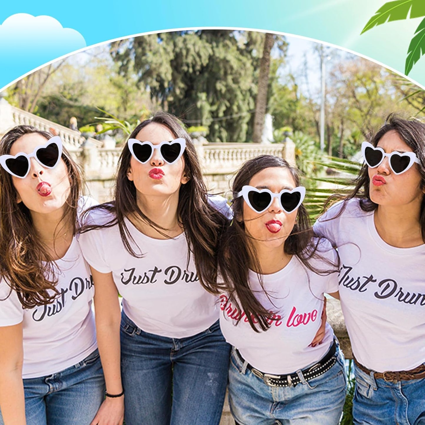 CIEHER Bachelorette Party Favors - White Black Heart Sunglasses for Bride Bridesmaid