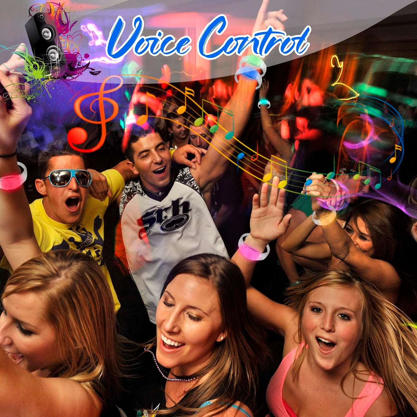 100 Pcs LED Bracelets Sound Activated with Flashing LED Strobe Music Control Light Up Bracelets for Rave, Game Prizes, Birthday Party Favor,Valentine's Day gift