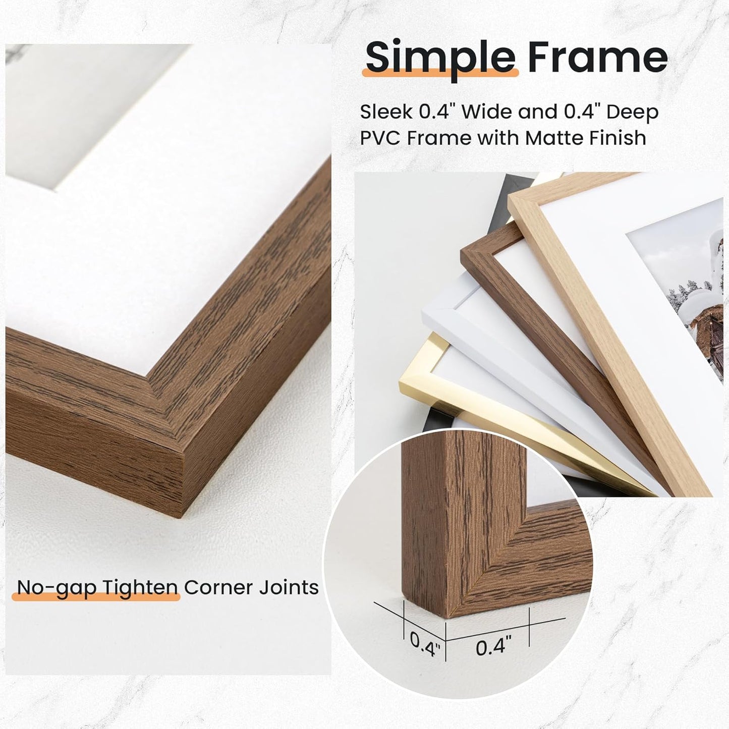 5x7 inch Picture Frame, 5x7 Photo Frames with 4x6 Removable Mat - High Definition Plexiglass - Vertical and Horizontal Display - Wall Hanging Frame - Walnut Color, 12 Pack