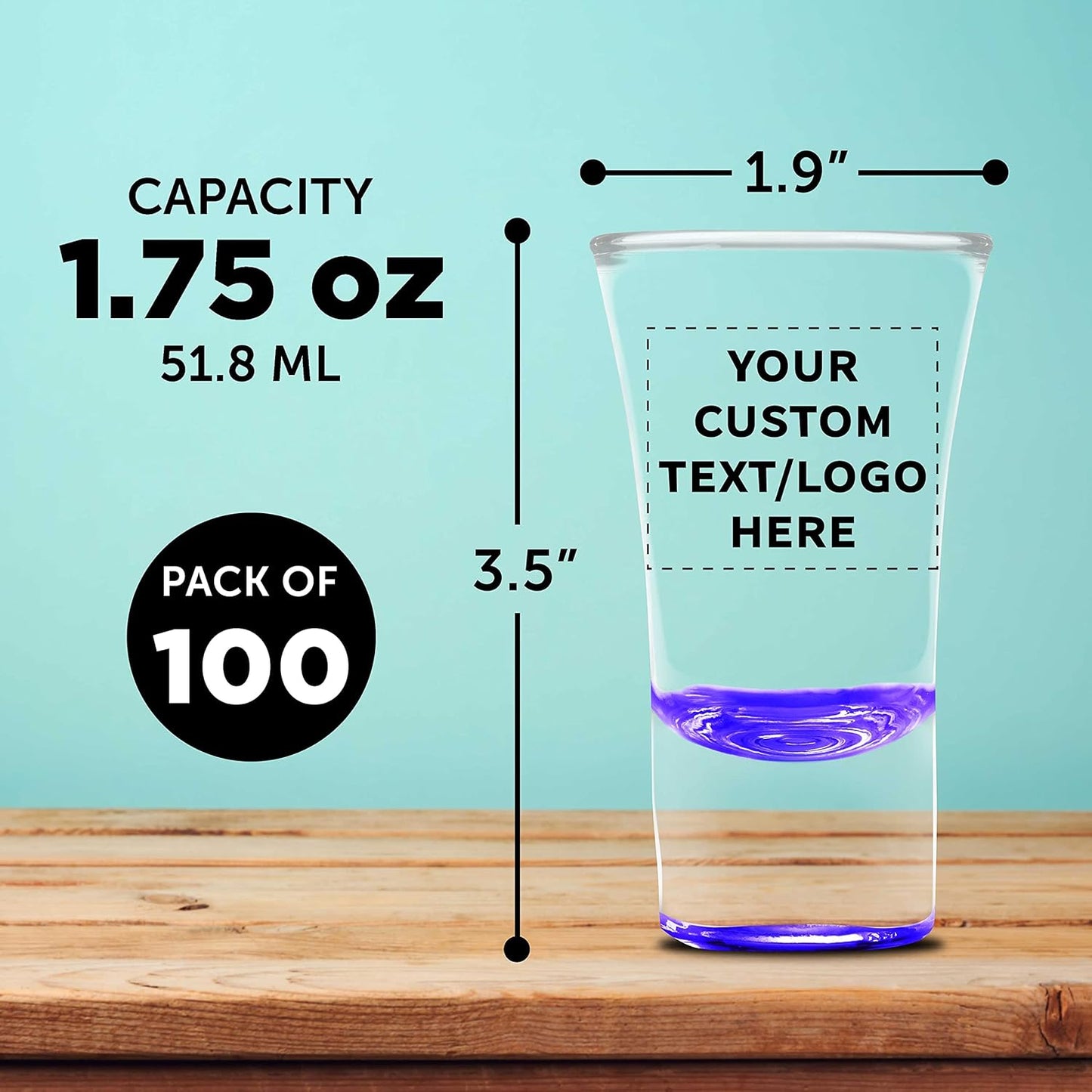 Custom 2 oz. Lord Shooter Etched Shot Glasses, 100 pack, Personalized Text, Logo, 21st Birthday Party, Lounge Glassware, Purple