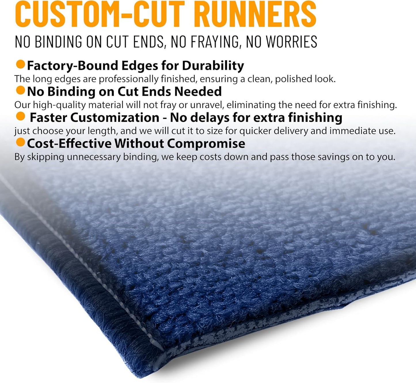 Ottomanson 2' x 14' Ultra-Thin Hallway Runner Rug - Durable Non-Slip Carpet for High-Traffic Areas - Fits Under Doors for Seamless Entry - Ideal for Kitchen, Entryway, Bedroom & Living Room, Navy