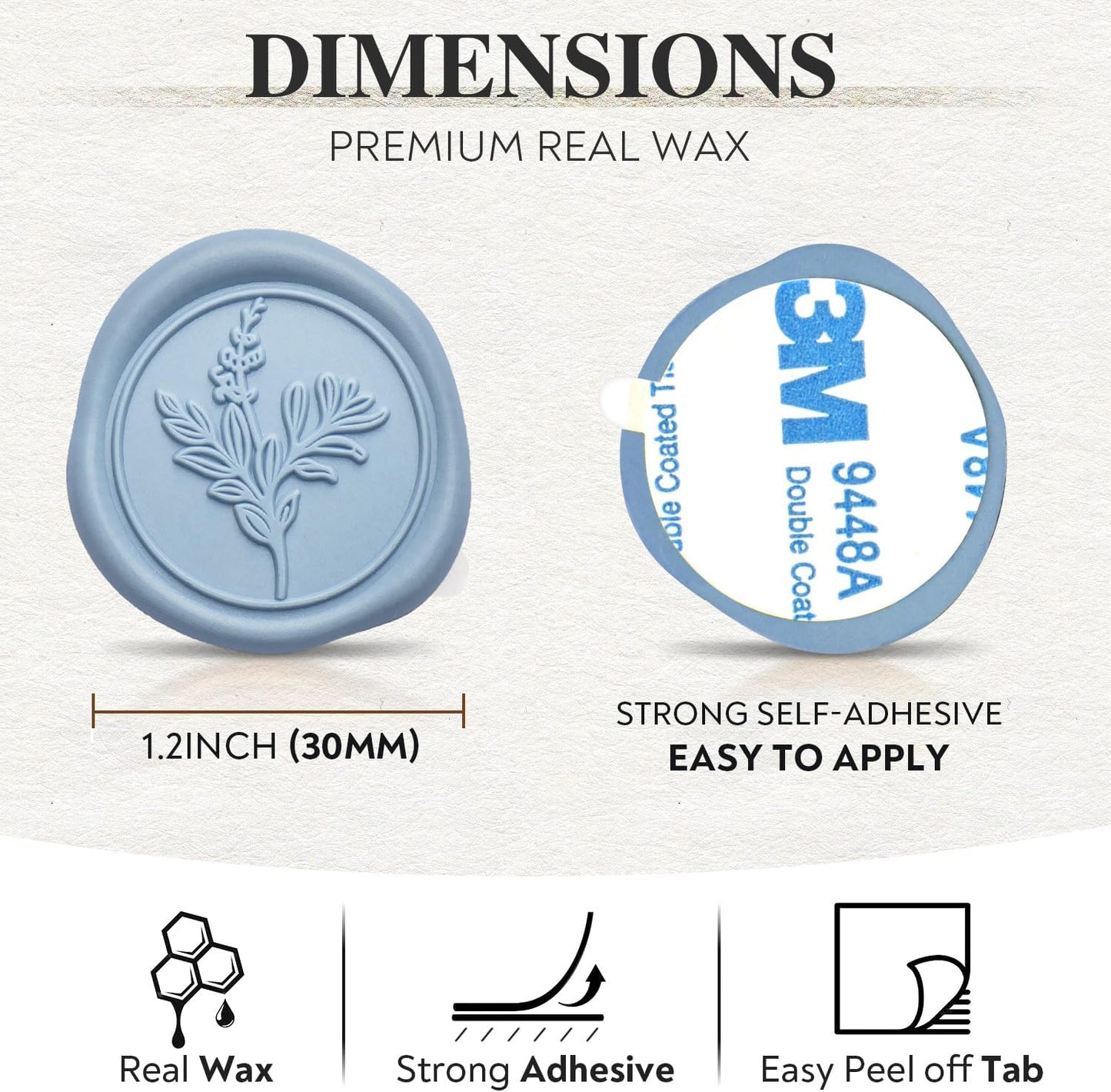 Wax Seal Stickers (60 Pcs, 3 Designs in 1 Pack) Premium Envelope Seal Stickers for Wedding Invitation Envelopes, Adhesive Wax Seals, Perfect for Seating Chart, Gift Wrapping