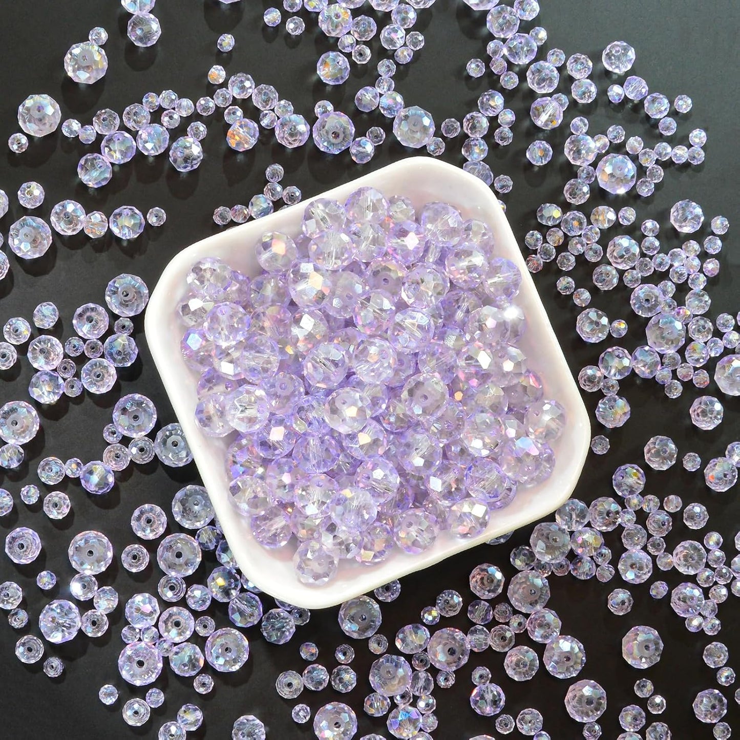 1200Pcs 4mm Crystal Glass Beads for Jewelry Making Beads for Bracelets Necklace Pendants Making Supplies(Light Purple)