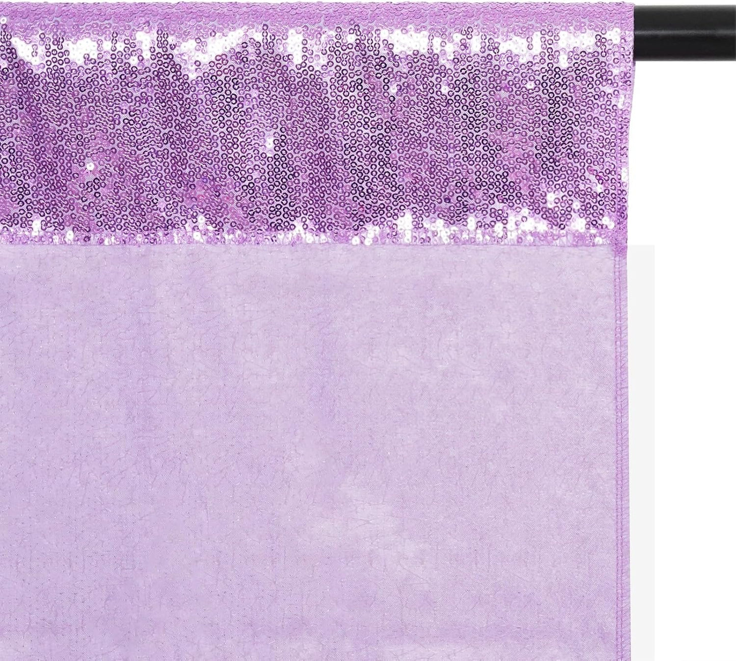 Poise3EHome 10Ft x 10Ft Lavender Sequin Backdrop, Glitter Thick Satin Sequin Background Drapes, Sparkly Opaque Photography Curtain Backdrop for Wedding Party Holiday Festival Decor