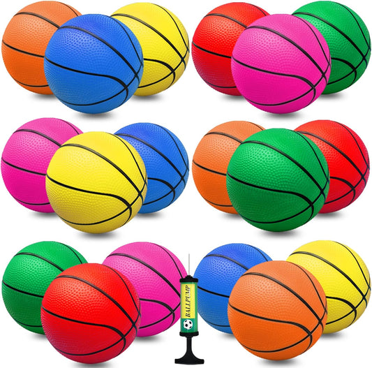 18Pcs 5" Mini Basketball Balls Bulk Small Basketball Set, PVC Small Basketball for Over The Door Basketball Hoop Games Party Favors Indoor Outdoor Play Adults Kids Pool Beach Colorful