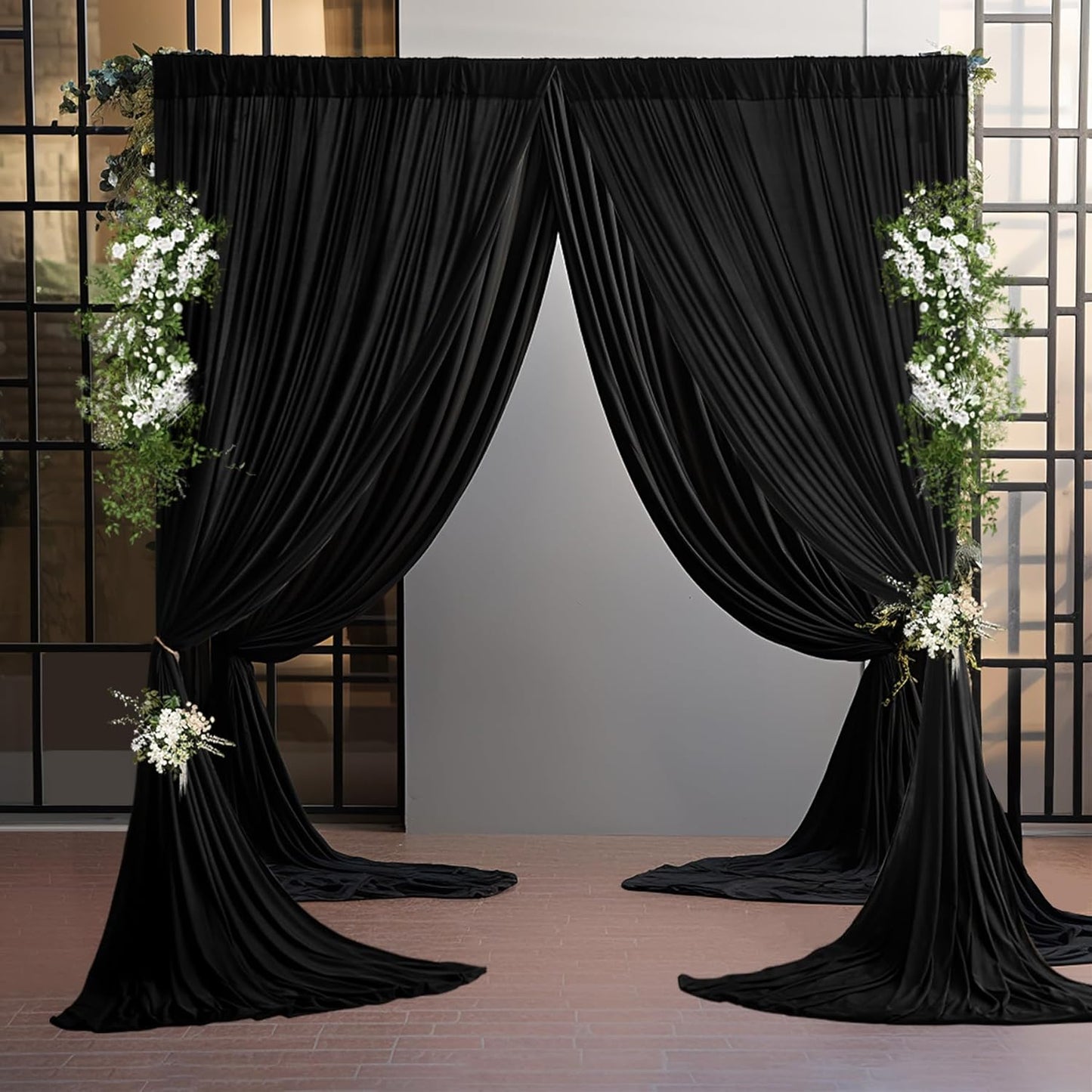 10ft×9ft Black Backdrop Curtain, Wrinkle Free Thick Polyester Drapes for Backdrop, 2 Panels 5ft x 9ft Photo Backdrop Curtains for Parties Birthday Wedding Graduation Photography Background Cloth